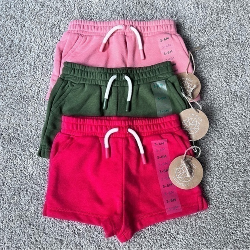 NWT bundle of three baby girls cotton shorts size 3-6 months